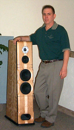 Pat McGinty with the new Blue Heron 2 Loudspeaker