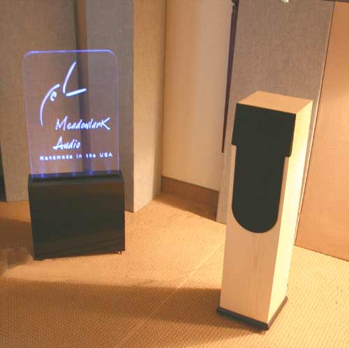 Meadowlark Audio Eagle Floorstanding Loudspeaker with our show sign.