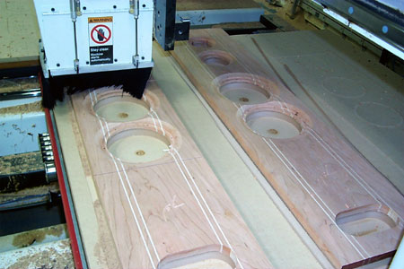 Baffles being cut on the router