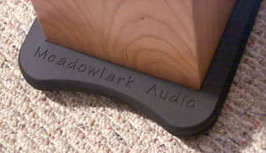 Kestrel 2 Loudspeaker Base - Meadowlark Audio Engraved - Back of Cherry Kestrel 2