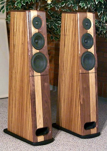 Ospreys with Zebrawood Sides and back and a baffle and top of Walnut with an off center very wide ash stringer