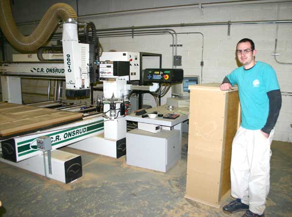 Mike Bigelow with Nighthawk Shipping Crate  and CNC Router