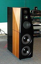 Closeup of Meadowlark Audio Nightingale Speakers in the Alternative Audio sound room.