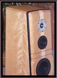 Meadowlark Audio Blue Heron 2's - Ropey Cherry with Pennsylvania Cherry Baffle and Curly Maple Stringer - Close up