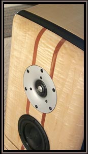 Meadowlark Audio Blue Heron 2. Curly Maple with double Aromatic Cedar Stringers. - Close up