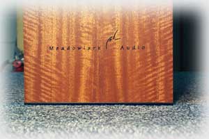 Figured Makore Shearwater Front  Close up - Meadowlark Audio