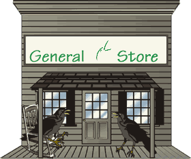 Picture of our General Store with visiting crows.