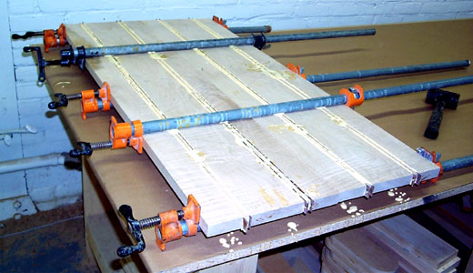 Hardwood glued and clamped