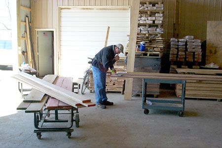Brian tallies our purchase of hardwoods