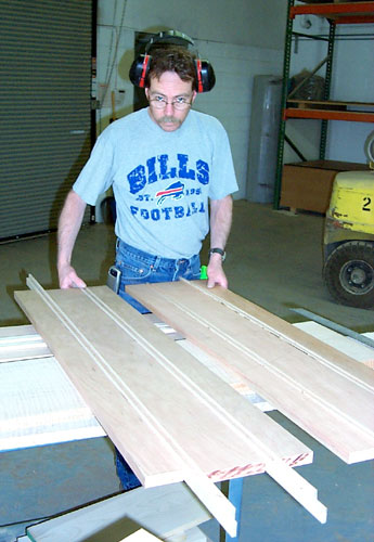 Baffles are put together to see how they fit before gluing