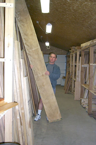 Pat picks out a board of Curly Maple