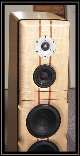 Meadowlark Audio Blue Heron 2. Curly Maple with double Aromatic Cedar Stringers. - Close up