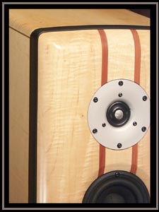 Meadowlark Audio Blue Heron 2. Curly Maple with double Aromatic Cedar Stringers. - Close up