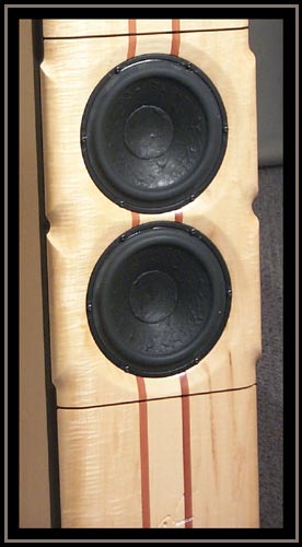 Meadowlark Audio Blue Heron 2. Curly Maple with double Aromatic Cedar Stringers. - Close up