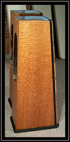 Meadowlark Audio Blue Heron 2. Lacewood with Pennsylvania Cherry baffle and Mahogany Stringer - Side View